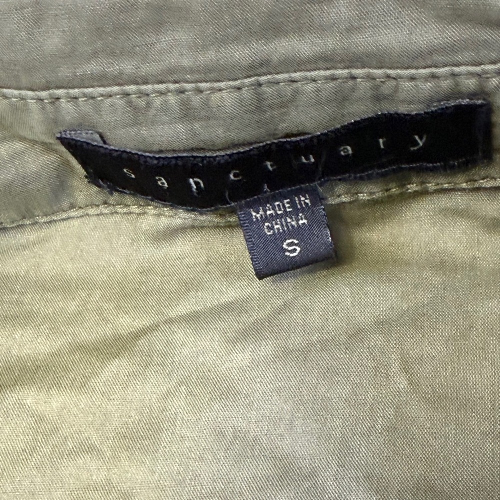 Sanctuary Olive Green Tencel Utility Shirt Button Down Long Sleeve Size‎ Small - Picture 5 of 8